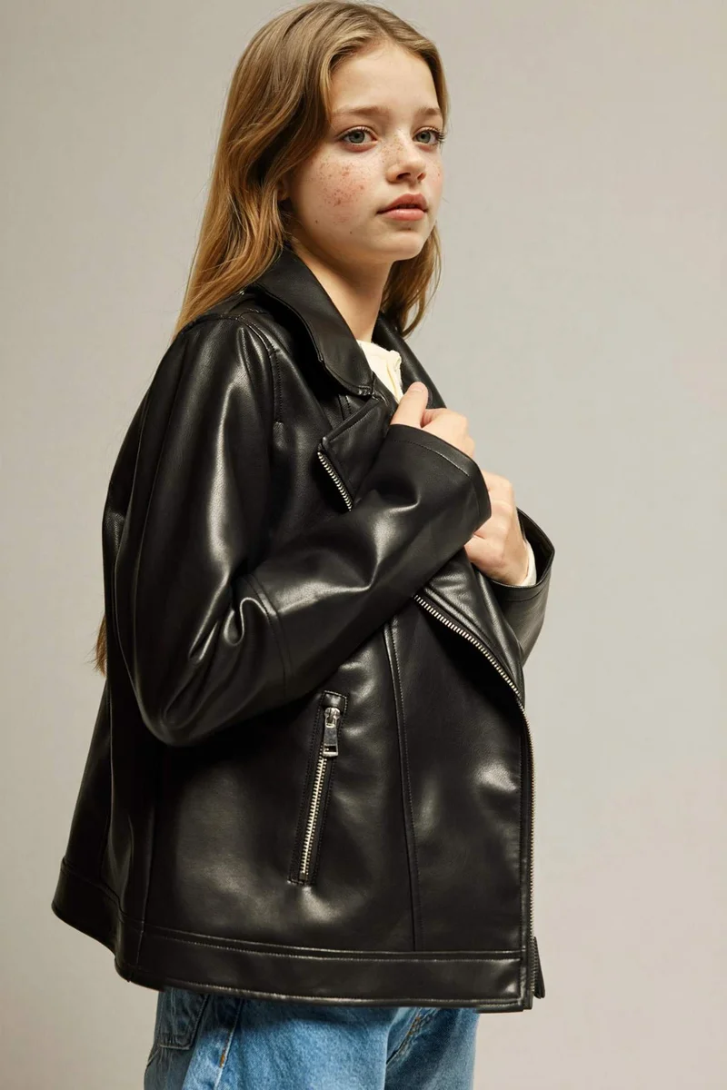 ديفاكتو Girl Faux Leather Jacket
