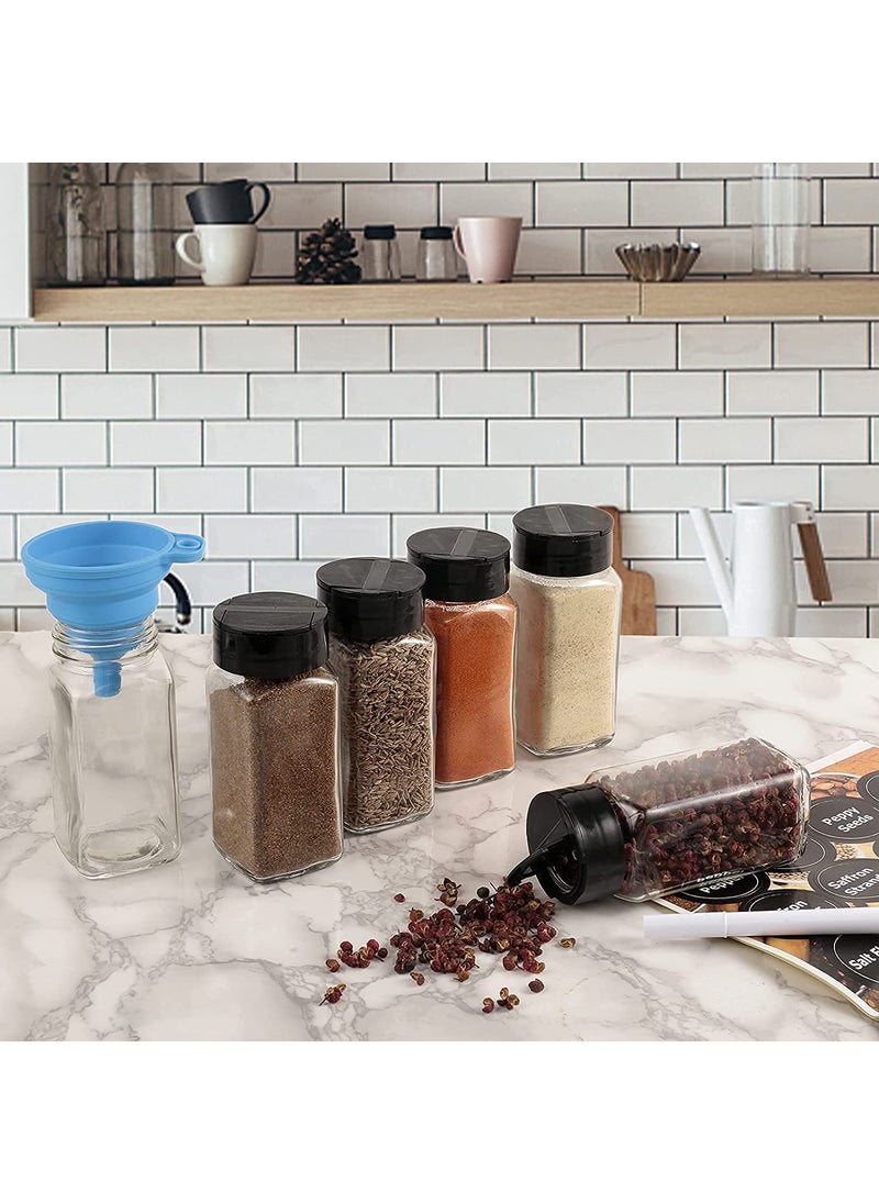 Khandhar Khandhar Spice Jar Glass Container For Storage Salt Pepper Square Kitchen Storage Glass Jar For Oregano And Chilly Flakes Dispenser With Lid 6 Transparent  - Image 2