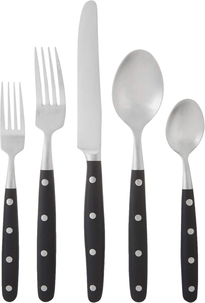 INTERNATIONAL LYON 20PIECE STAINLESS STEEL FLATWARE PLACE SETTING EBONY SERVICE FOR 4