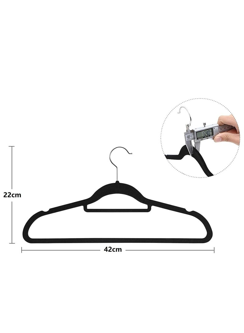 Red Dot Gift 100 Pack Black Non Slip Velvet Hangers 42cm With 360 Degree Rotatable Hook. - Image 2