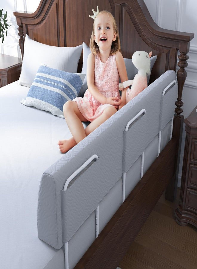 FigTime Bed Bumper for Toddlers, Foam Bed Rail for Toddlers, Toddler Bed Rail Bumper, Soft Safety Bed Guard Rail for Kids, Bed Side Rail for Twin, Full, Queen & King Beds (Grey, 51", 3-Bracket) - Image 1