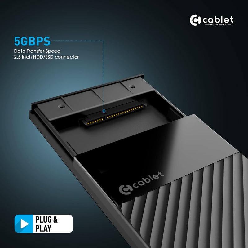 Cablet 2.5 Inch SATA USB 3.0 HDD/SSD 5Gbps Speed Portable External Enclosure for 7mm and 9.5mm, Tool-Free Design, Supports UASP Max 6TB - Image 5