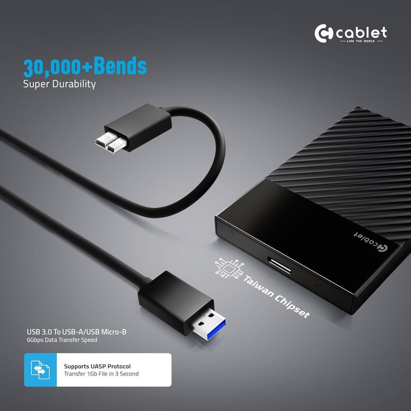Cablet 2.5 Inch SATA USB 3.0 HDD/SSD 5Gbps Speed Portable External Enclosure for 7mm and 9.5mm, Tool-Free Design, Supports UASP Max 6TB - Image 4