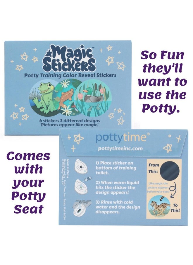 POTTY TIME New! Colorchanging Magic Stickers Potty Training Seat By Potty Watch Easy & Fun Toilet Training With Interactive & 6 Reusable Color Changing Stickers Included! (Pond Magic Reveal Stickers)  - Image 2