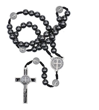 Intercession Hematite Rosary - Made in Brazil (St Benedict - On Cord - 8mm Beads) - pzsku/Z007E5D4C4732C3126F5AZ/45/1749374714/bd7342a9-85ac-445f-a60a-665cf483a765