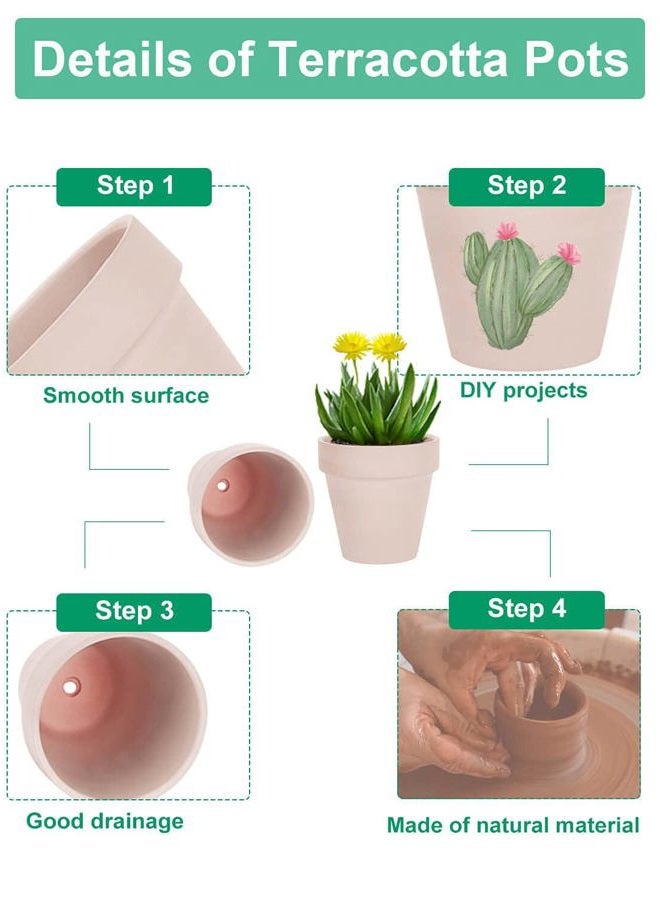 vensovo 3 Inch Pink Terracotta Pots with Drainage - 20 Pack Clay Flower Pots, Succulent Nursery Pots Great for Plants, Crafts, Wedding Favor - Image 3