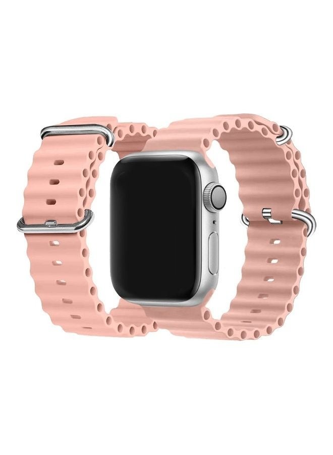 Apple Watch Ocean Band 49mm 45mm 44mm 42mm Soft Silicone Loop Strap for iWatch Series Ultra/8/7/SE/6/5/4/3/2/1 Pink - Image 2
