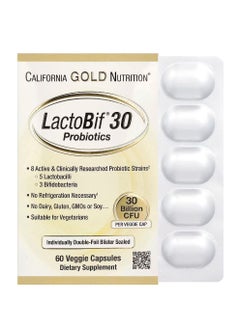 California Gold Nutrition LactoBif 30 Probiotic 30 Billion CFU 60 Veggie Capsules  - Image 1