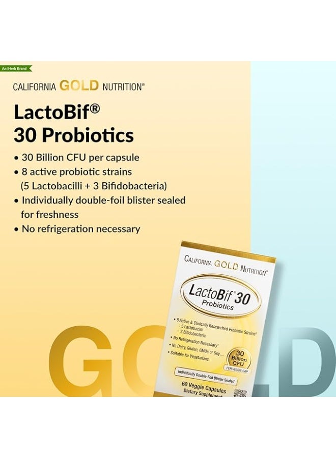 California Gold Nutrition LactoBif 30 Probiotic 30 Billion CFU 60 Veggie Capsules - Image 5