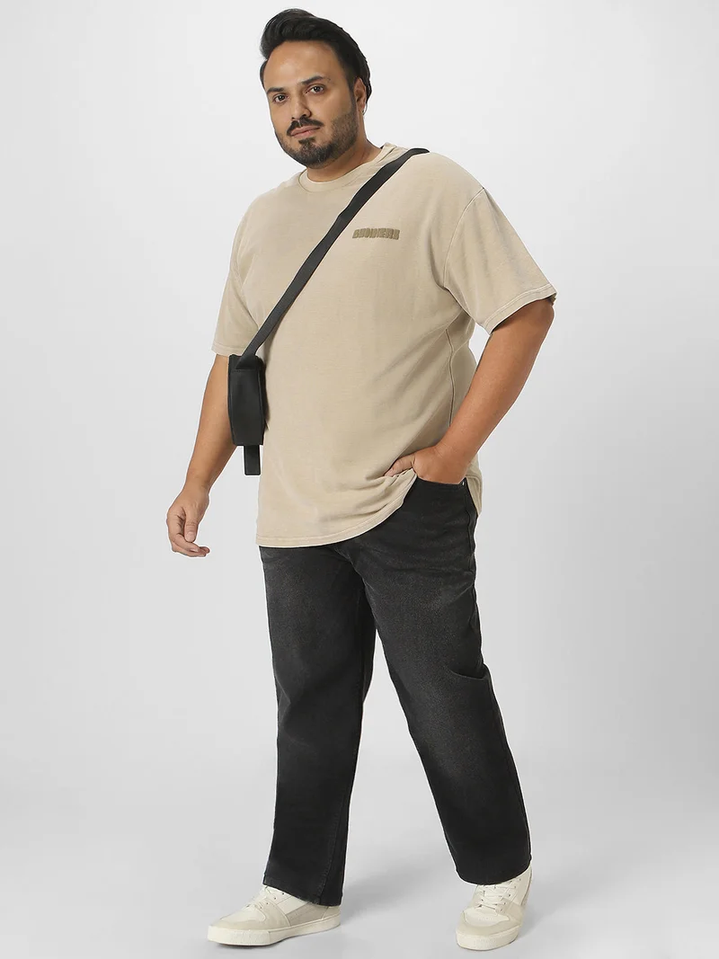 Urbano Fashion  Urbano Plus Men's Black Regular Fit Washed Jeans Stretchable  | Best Price UAE