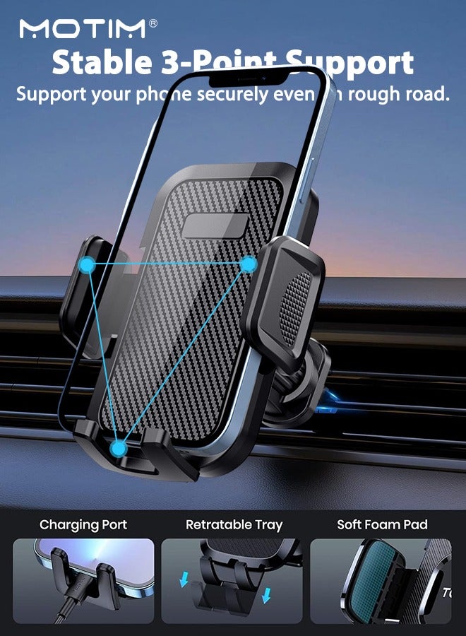 Motim Car Mobile Phone Holder for Air Vent, 360° Rotation Car Phone Holder Car Mount with Ultra Stable Hook, Anti Shake for iPhone 17/16/15/14/13/12 Series Galaxy S25/S24/S23 and Most Phones - Image 3