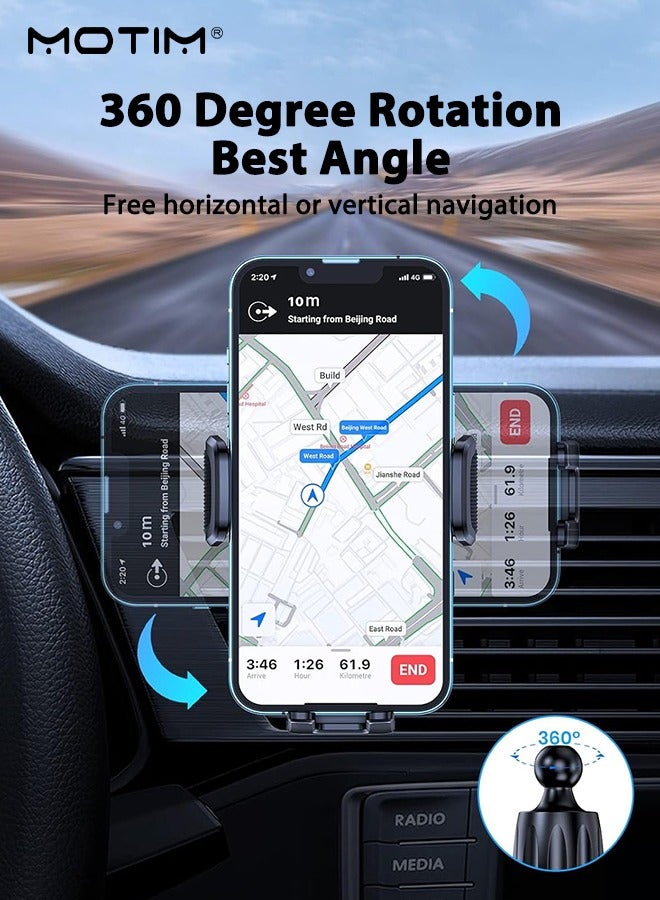 Motim Car Mobile Phone Holder for Air Vent, 360° Rotation Car Phone Holder Car Mount with Ultra Stable Hook, Anti Shake for iPhone 17/16/15/14/13/12 Series Galaxy S25/S24/S23 and Most Phones - Image 4