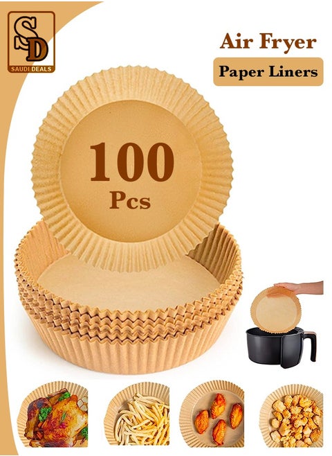 Air Fryer Paper Liners, Disposable Parchment Sheets for Ovens, Air Fryers and Serving Food and Baking, Pack of 100