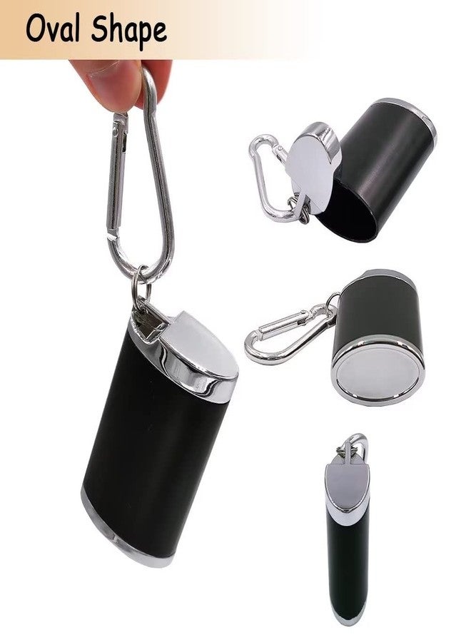 Hourwof Metal Portable Ashtray with Lid,Outdoor Pocket Ashtray for Cigarettes,Travel Ash Trays with Keychain,Oval Black - Image 4