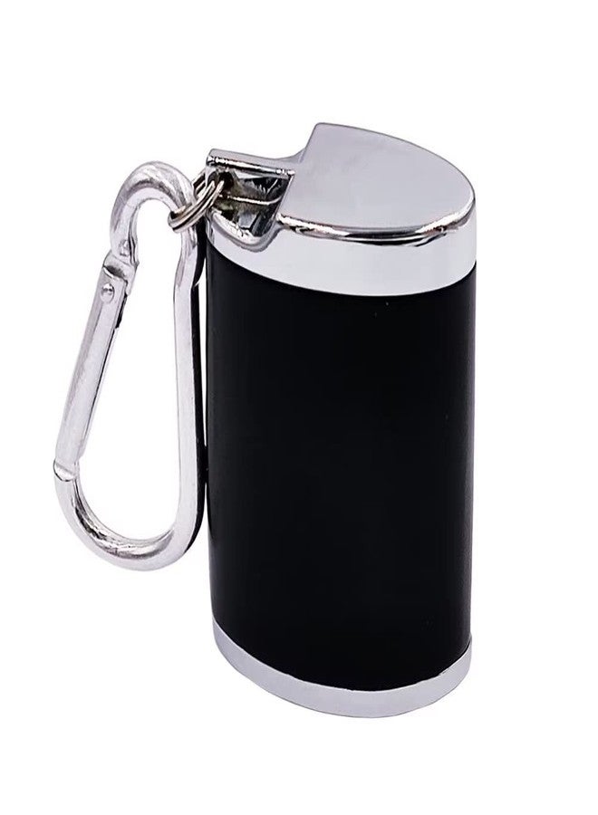Hourwof Metal Portable Ashtray with Lid,Outdoor Pocket Ashtray for Cigarettes,Travel Ash Trays with Keychain,Oval Black - Image 1