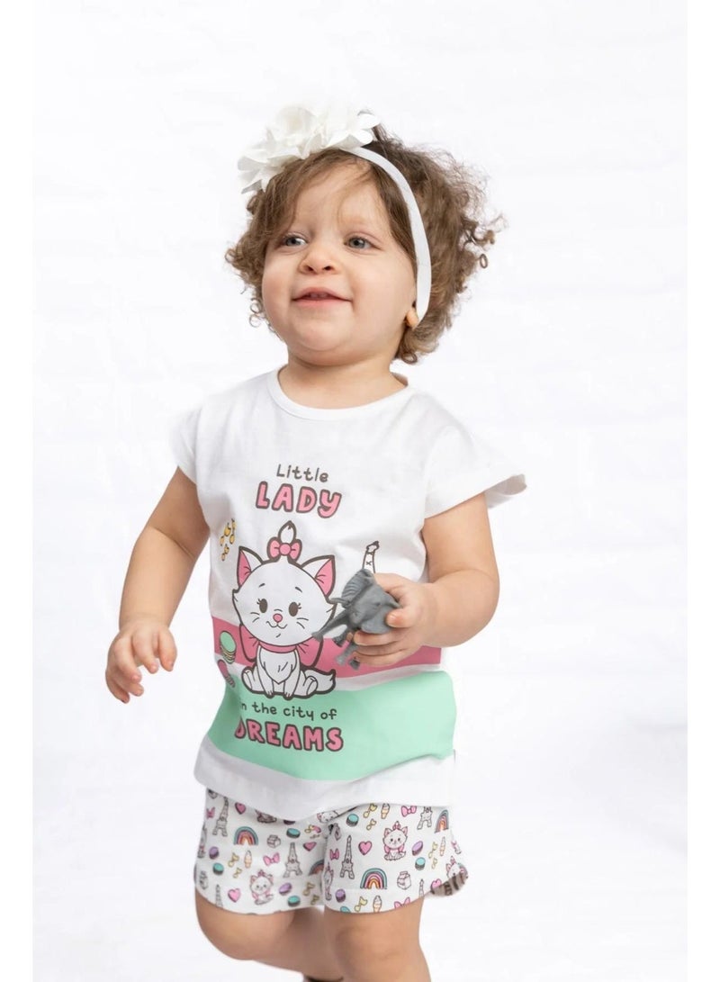 طقم بيجاما لطيف للفتيات الصغيرات بطبعة ماري، مناسب للأطفال بعمر 3 سنوات ملابس نوم ناعمة ومريحة، مستوحاة من فيلم the aristocats marie للاستخدام اليومي المريح - Image 2