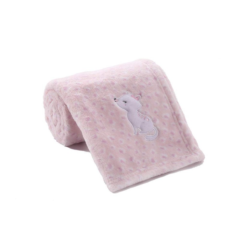 CREVENT 30''X40'' Cute Plush Cozy and Warm Fleece Baby Blanket for Girls Infant Toddler Crib Cot Stroller - Pink Cat - Image 1