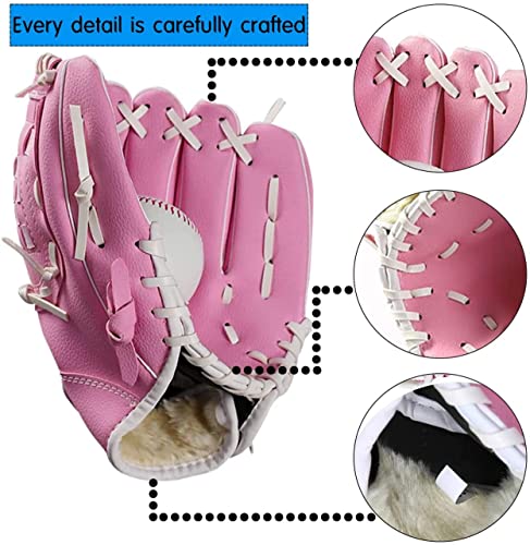 Gracfulcub Baseball Glove,Baseball Softball Mitt with Ball for Kids Youth Adults Training and Beginner,Right Hand Throw,Left Hand Glove (Pink, 12.5in) - Image 4