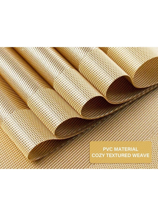DUNISO 6 Pcs Placemats, Non-Slip Crossweave Woven Vinyl Insulation Place Mat,Simple and Sophisticated，Washable Table Mats For Hotel Restaurants Party Decoration 45 x 30 cm，Gold  - Image 3