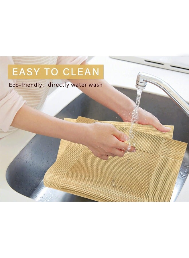DUNISO 6 Pcs Placemats, Non-Slip Crossweave Woven Vinyl Insulation Place Mat,Simple and Sophisticated，Washable Table Mats For Hotel Restaurants Party Decoration 45 x 30 cm，Gold  - Image 4