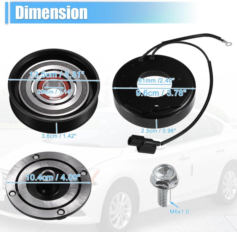 uxcell AC Compressor Clutch A/C Clutch Pulley Coil Set for Honda Accord 2013-2017 2.4L - Image 3