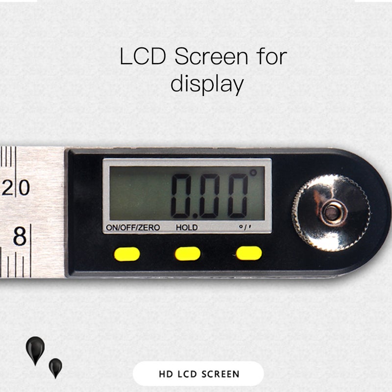 ultifunctional Digital LCD Display Angle Ruler 360° Stainless Steel Electronic Goniometer Protractor Measuring Tool with   Hold and Zeroing Function - Image 5