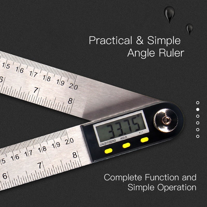 ultifunctional Digital LCD Display Angle Ruler 360° Stainless Steel Electronic Goniometer Protractor Measuring Tool with   Hold and Zeroing Function - Image 3