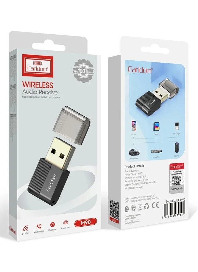 Generic - EARLDOM M90 USB Wireless Audio Adapter Bluetooth 5.0 Audio Receiver Transmitter for Car, Computer - Image 1