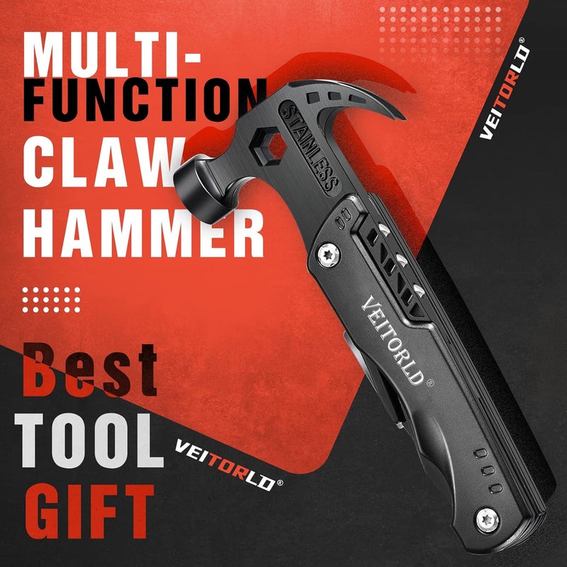 VEITORLD Gifts for Men Him Husband Valentine's Day, Cool Survival Tools Hammer Multitool, Unique Gifts for Husband from Wife, Anniversary Birthday Gift for Husband Wife Boyfriend, Camping Accessories - Image 2