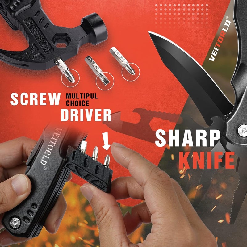 VEITORLD Gifts for Men Him Husband Valentine's Day, Cool Survival Tools Hammer Multitool, Unique Gifts for Husband from Wife, Anniversary Birthday Gift for Husband Wife Boyfriend, Camping Accessories - Image 4