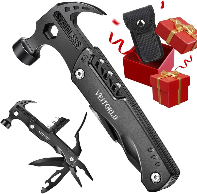 VEITORLD Gifts for Men Him Husband Valentine's Day, Cool Survival Tools Hammer Multitool, Unique Gifts for Husband from Wife, Anniversary Birthday Gift for Husband Wife Boyfriend, Camping Accessories - Image 1