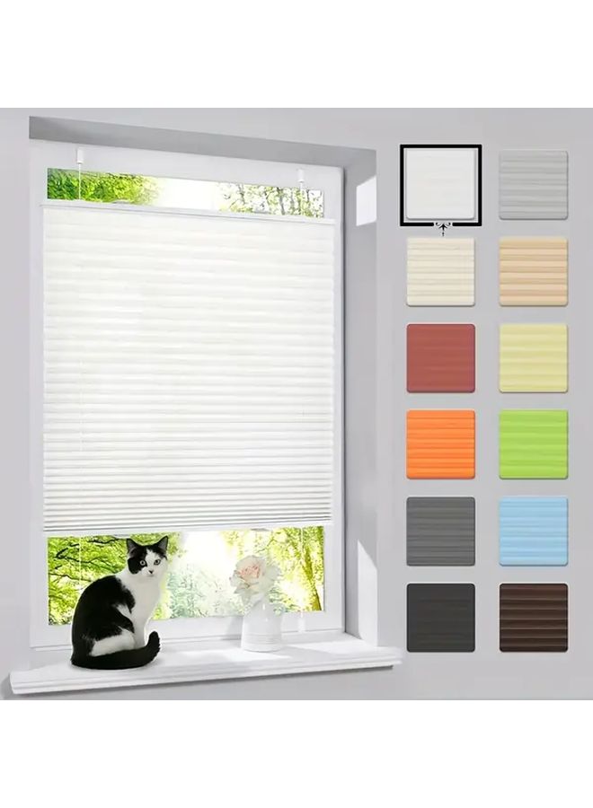 White Honeycomb Cellular Shade 11.81 Inch Width 39.4 Inch Height No Drill Adhesive Semi Transparent Privacy Soundproofing Window Blinds Easy Installation Bedroom Bathroom Living Room Window Treatment - Image 1