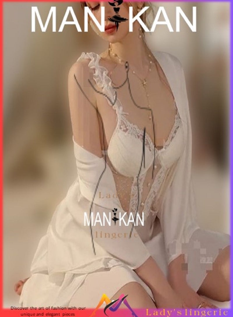 مانيكان قطعتين مصنوع من الساتان والشيفون على البطن وكشكشة على الأكتاف  - Image 4
