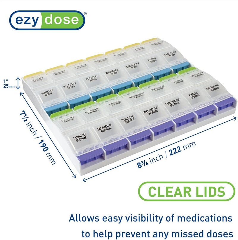 EZY DOSE 7-Day Pill Organizer with 4 Times a Day Compartments and Clear Lids - Image 2