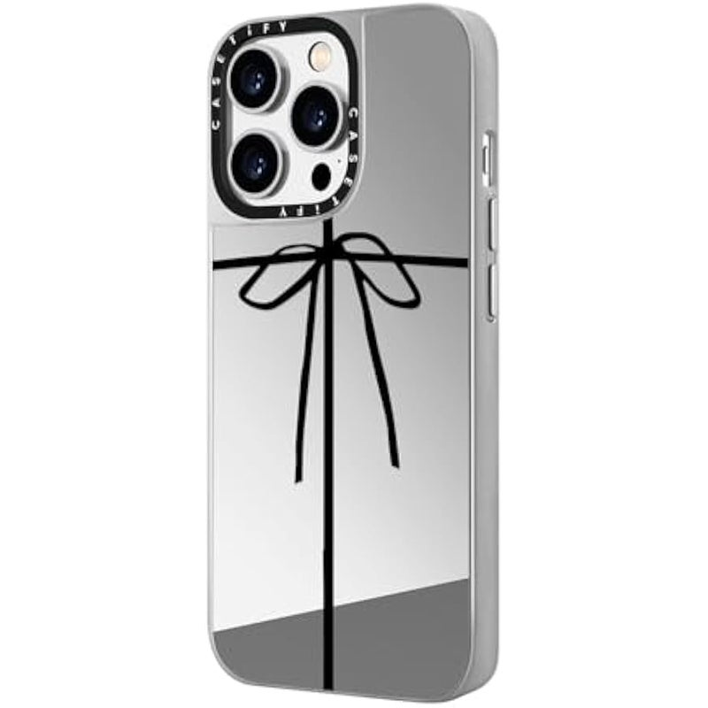 Casetify Mirror Case for iPhone 14 Pro Compatible with Magsafe - Wrapped in A Bow - Silver on Silver - Image 5