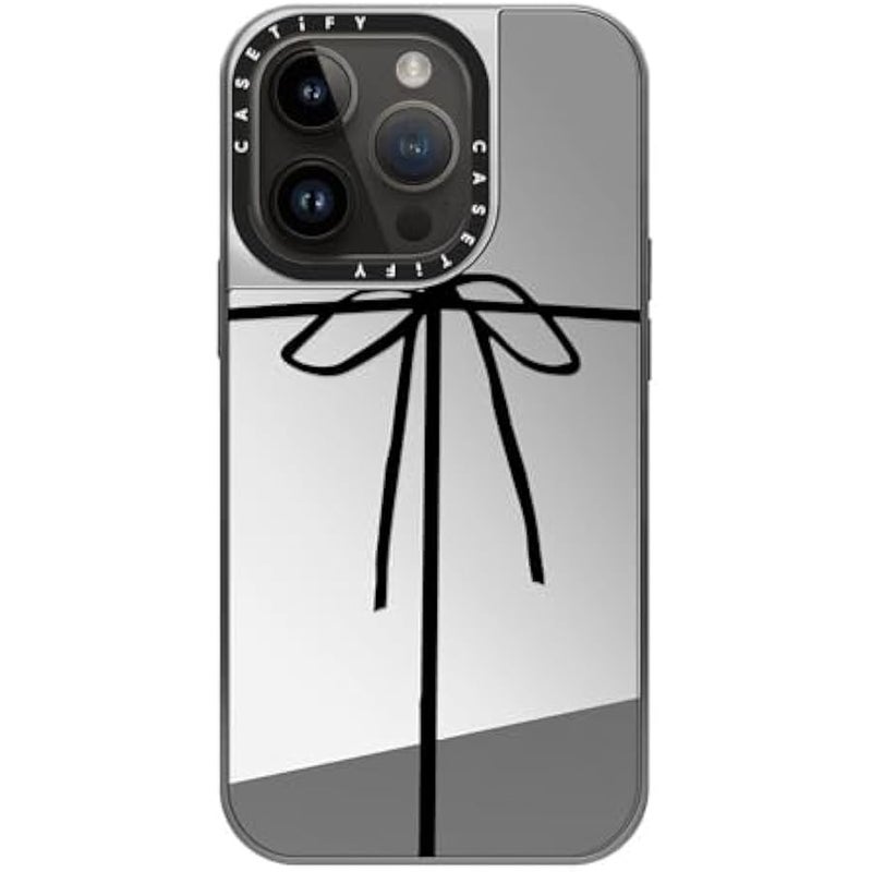 Casetify Mirror Case for iPhone 14 Pro Compatible with Magsafe - Wrapped in A Bow - Silver on Silver - Image 3