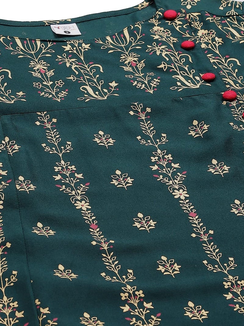 Yash Gallery Women's Rayon Floral Printed Anarkali Kurta for Women (1247YKGREEN_Green_X-Small) - Image 5