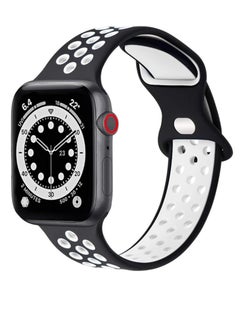 Silicone Strap Compatible with Apple Watch Straps 40mm 38mm,41mm Soft Breathable Silicone Bands Men Women for iWatch Series 6/5/4/3/2/1,SE(Black-White)