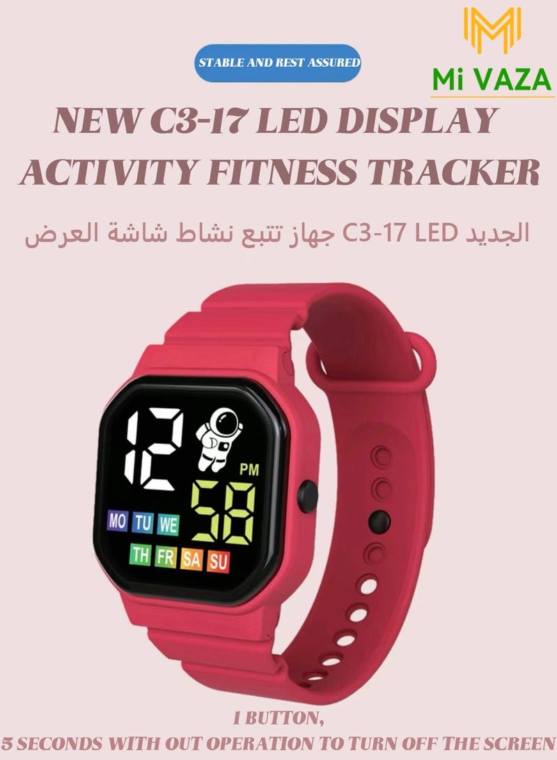 شاشة LED جديدة لتتبع نشاط الملاءمة-رقمي إلكتروني  مقاومة للماء ساعة مقاومة للماء للأطفال
