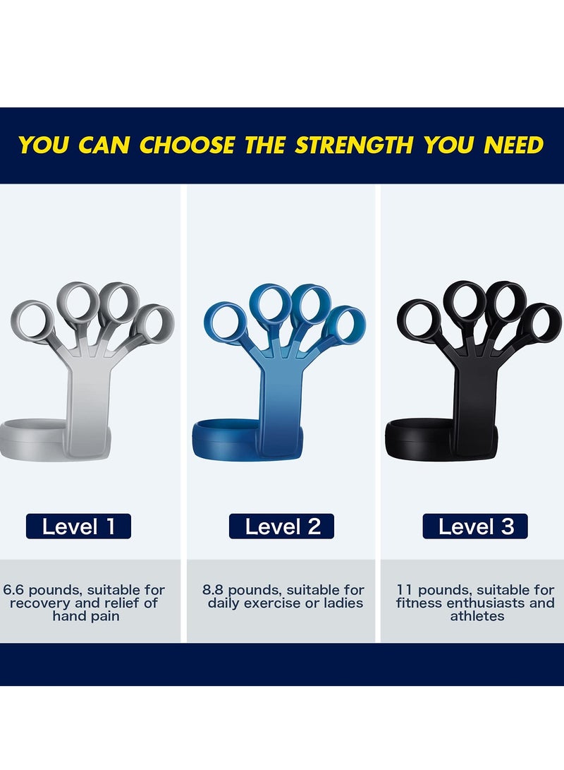 SOLARAE Strength Training Grip Strength Strengthener 6 Pieces Silicone Wrist Puller Finger Exercise Tension Ring Fitness Equipment Forearm Strength Exercise Finger Expander (Black Blue Gray) - Image 3