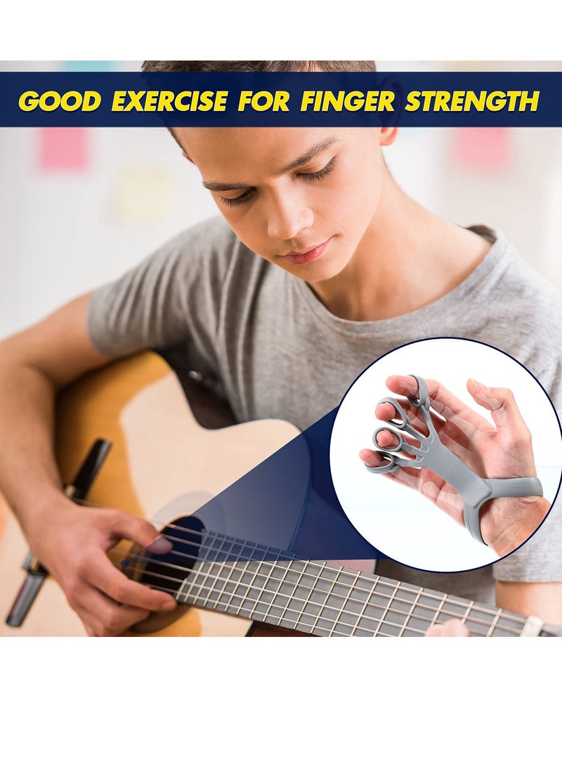 SOLARAE Strength Training Grip Strength Strengthener 6 Pieces Silicone Wrist Puller Finger Exercise Tension Ring Fitness Equipment Forearm Strength Exercise Finger Expander (Black Blue Gray) - Image 2