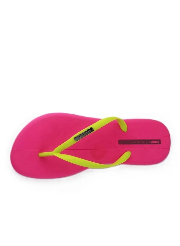 Voices Boat Women'S Flip Flops With Matching Brand Design Strap - Pink/Yellow
