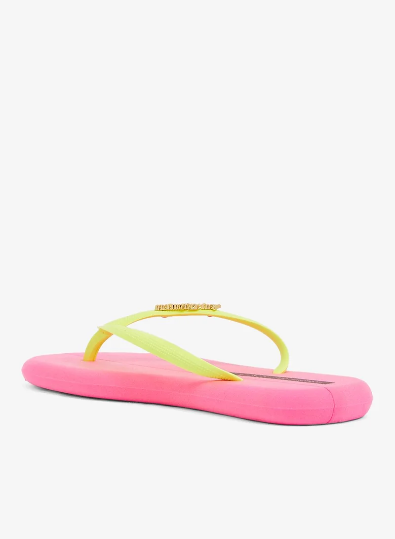 Voices Boat Women'S Flip Flops With Matching Brand Design Strap - Pink/Yellow