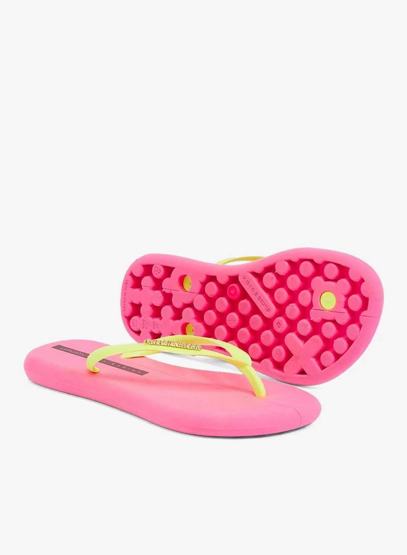 Voices Pink-Yellow Fluor-Gold Boat Women'S Flip Flops With Matching Brand Design Strap - Pink/Yellow for Women | Best Price UAE