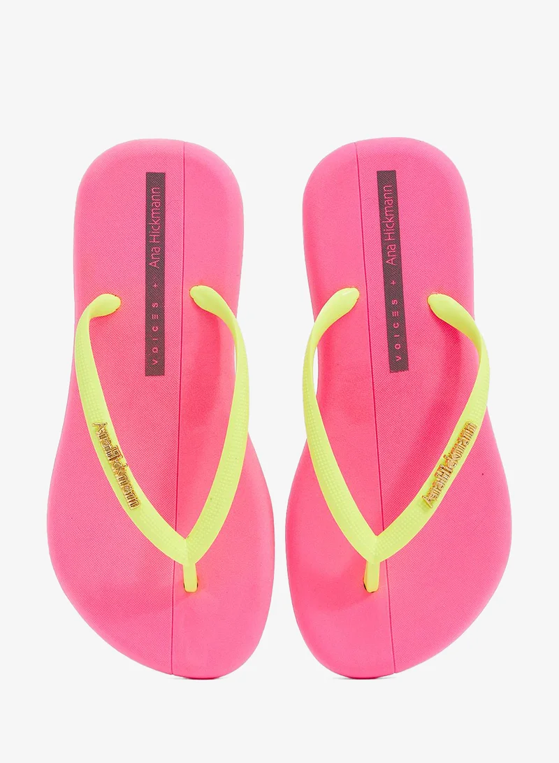Voices Pink-Yellow Fluor-Gold Boat Women'S Flip Flops With Matching Brand Design Strap - Pink/Yellow for Women | Best Price UAE
