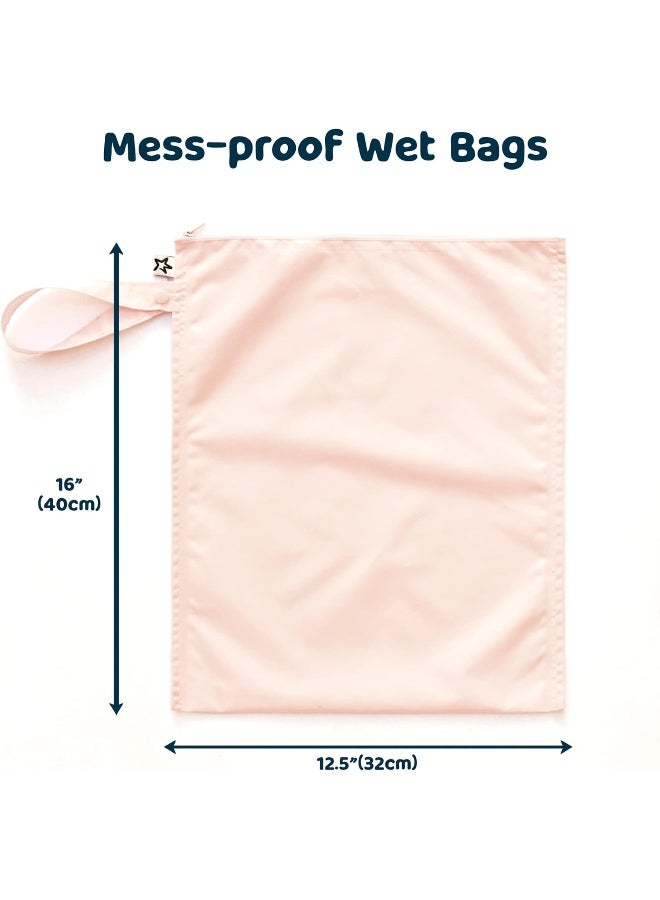 Tiny Twinkle حقائب مبللة مقاومة للفوضى من Tiny Twinkle - عبوة 2 حقيبة، حقيبة مقاومة للماء وقابلة للغسل للتخزين أثناء السفر، عربة الأطفال، دار الرعاية، حفاضات الأطفال، اليوغا، الشاطئ، المسبح، ملابس السباحة المبللة للأطفال الصغار (وردي، بورغندي) - Image 3