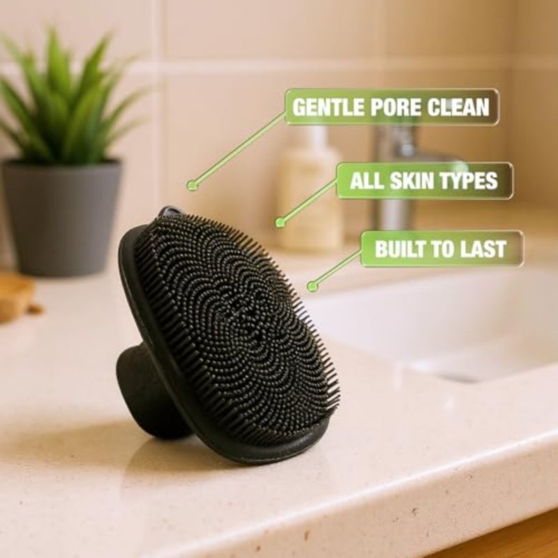 3-in-1 Silicone Scrubber Set Exfoliating Body Scrubber, Scalp Massager Shampoo Brush and Facial Cleansing Pad Hygienic Shower Loofah Alternative for Men and Women 3 Pack - Image 4