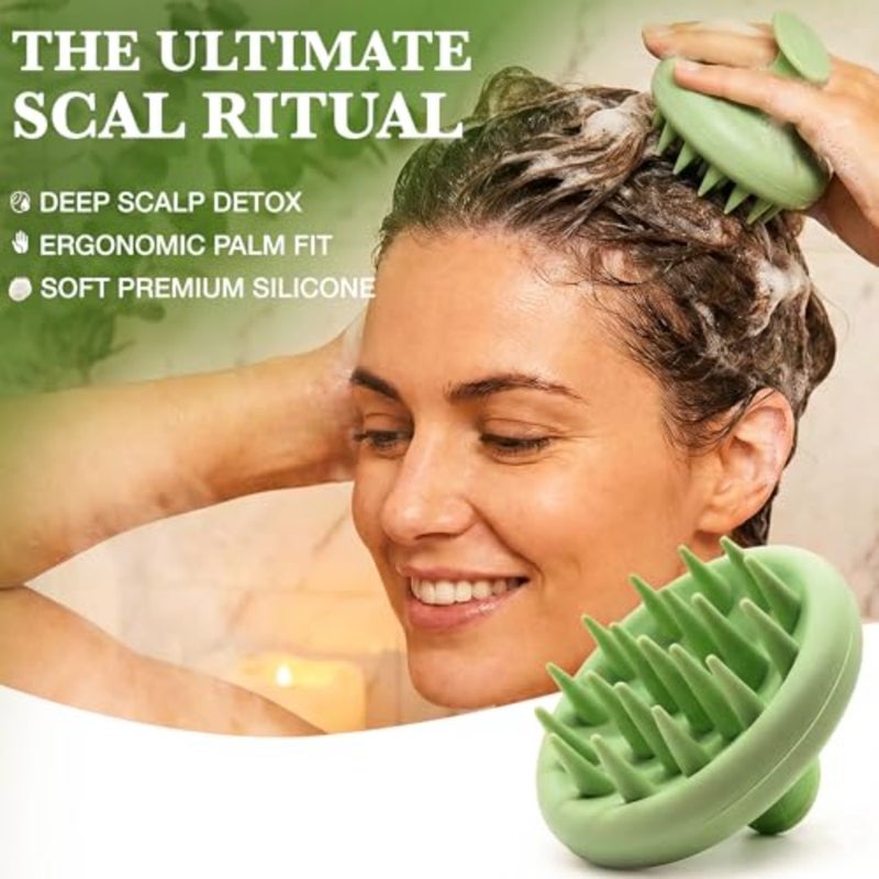 3-in-1 Silicone Scrubber Set Exfoliating Body Scrubber, Scalp Massager Shampoo Brush and Facial Cleansing Pad Hygienic Shower Loofah Alternative for Men and Women 3 Pack - Image 5