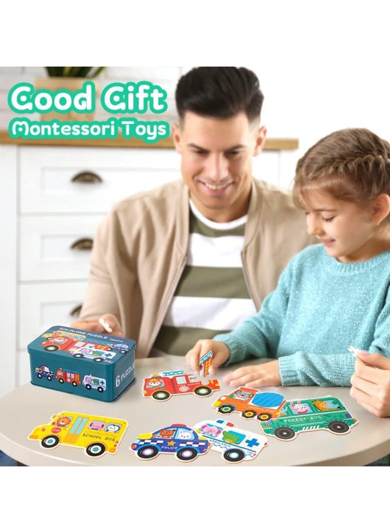 6 Packs Vehicle Jigsaw Puzzle Toy Varying Degree of Difficulty Educational Learning Tool with Storage Box Traveling Games Gift for 3 Year Old Girls Boys Toddler Children - Image 5