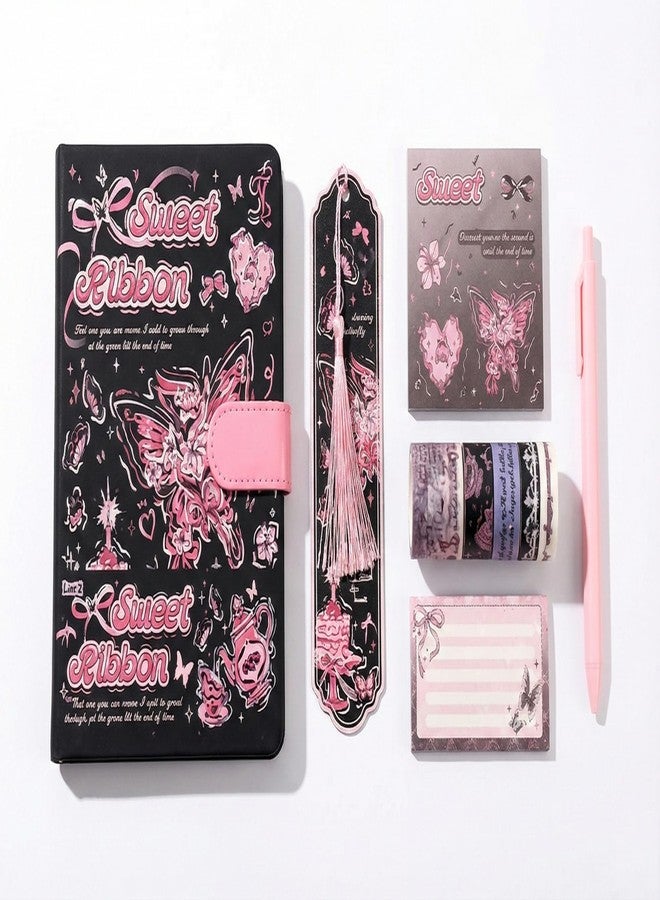 SID MAGIC Kawaii Aesthetic Journal Set: Magnetic Notebook Gift Box w/Tape, Stickers, Pen. Premium Scrapbook Kit for Girls (Sweet Ribbon) - Image 1